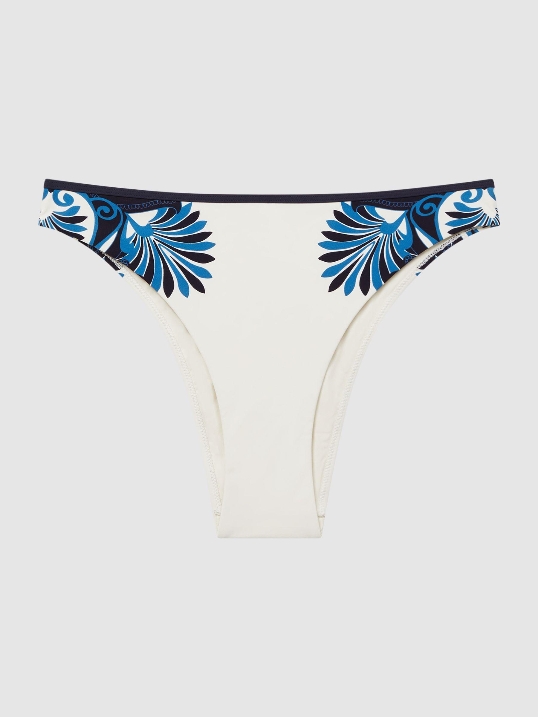 Printed Bikini Bottoms in White Print Product Image