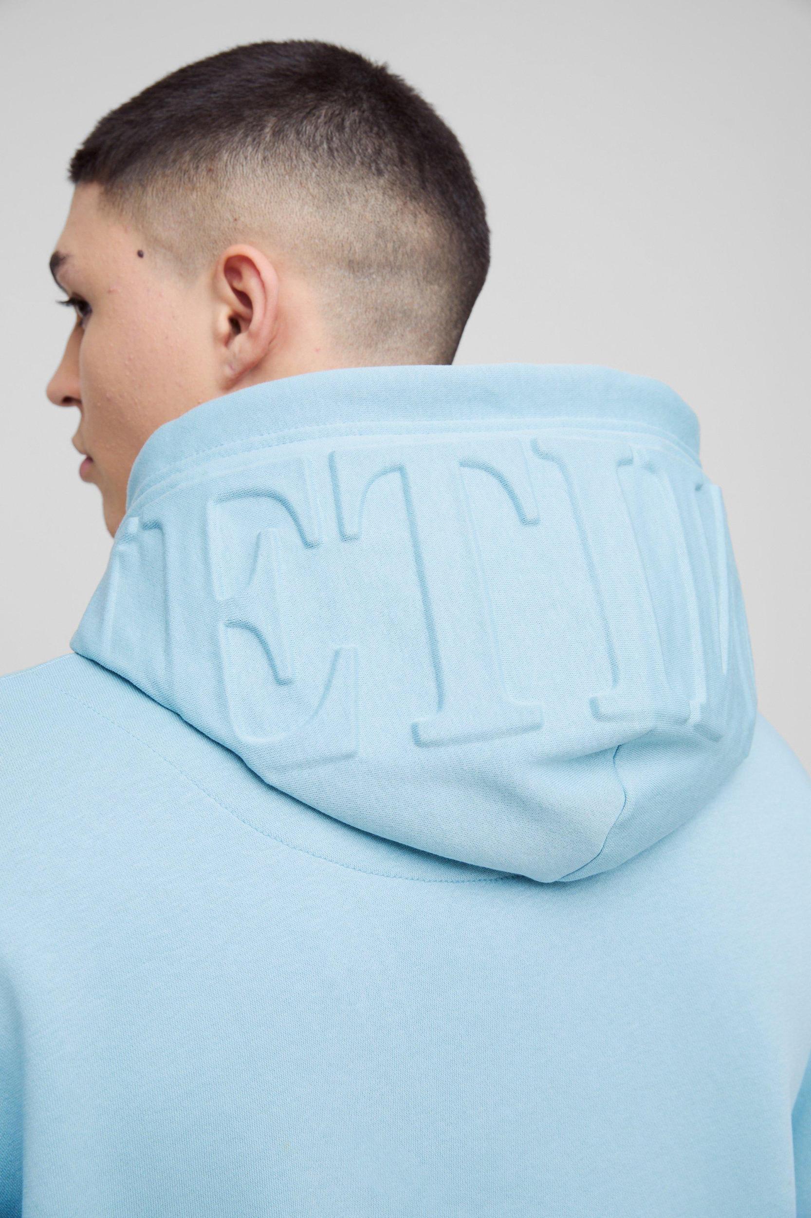 Oversized Boxy Limited Embossed Hoodie | boohooMAN USA Product Image