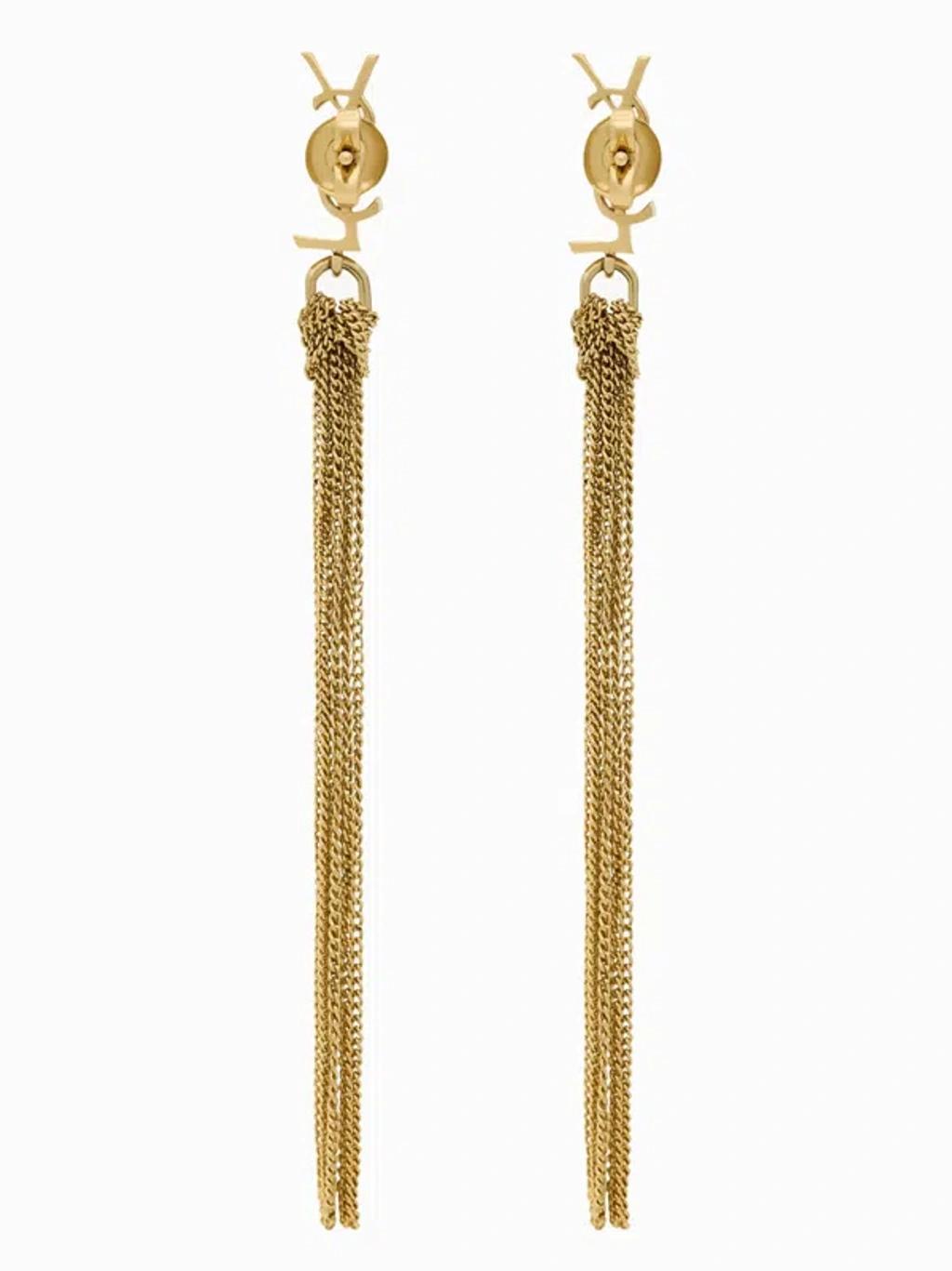 SAINT LAURENT Gold Cassandre Earrings Product Image