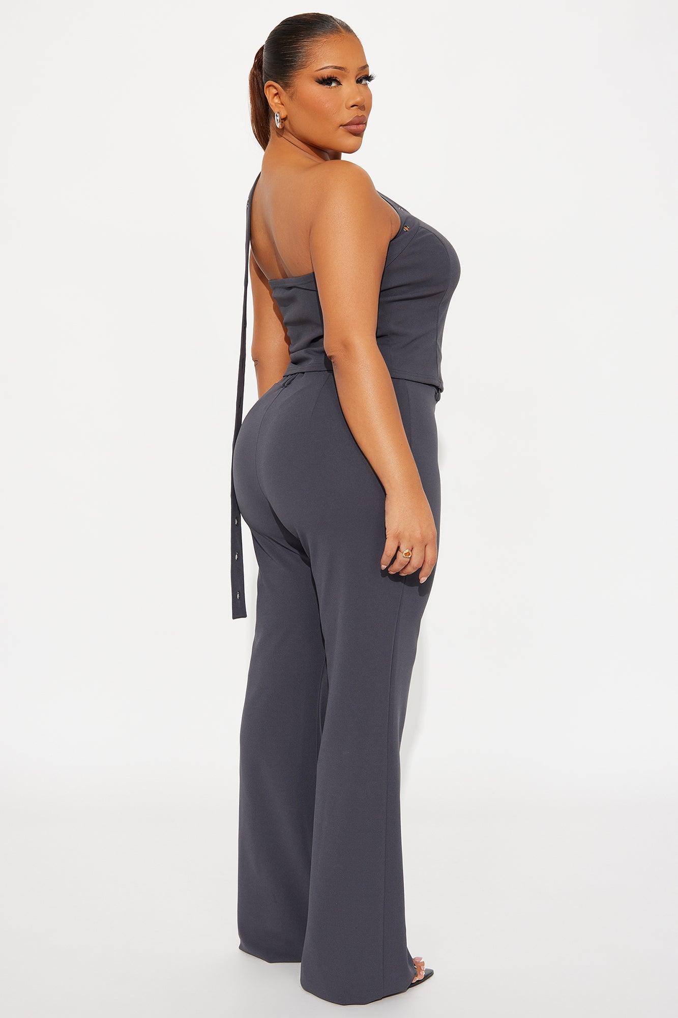 Bold Moves Grommet Pant Set - Grey Female Product Image