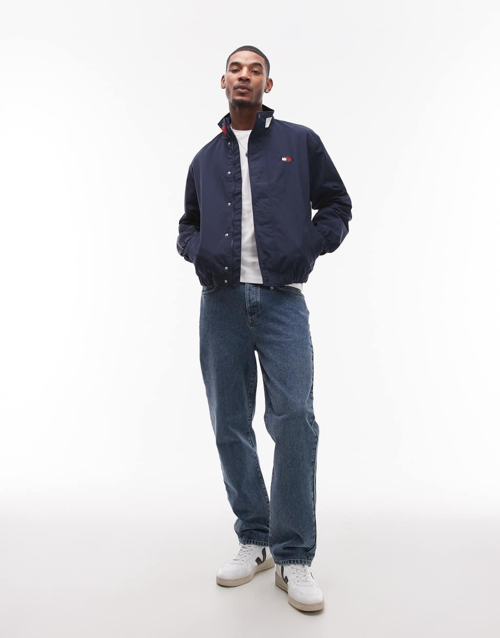 Tommy Jeans collared essential jacket in navy  Product Image