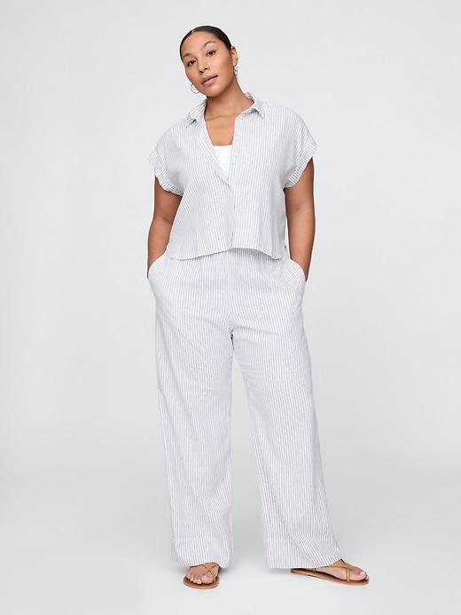 Linen-Blend Easy Wide-Hem Pants Product Image