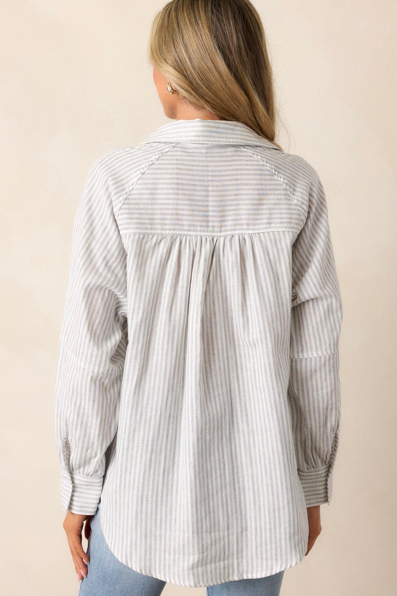 Timeless Flow Cotton Grey Button Front Top Product Image