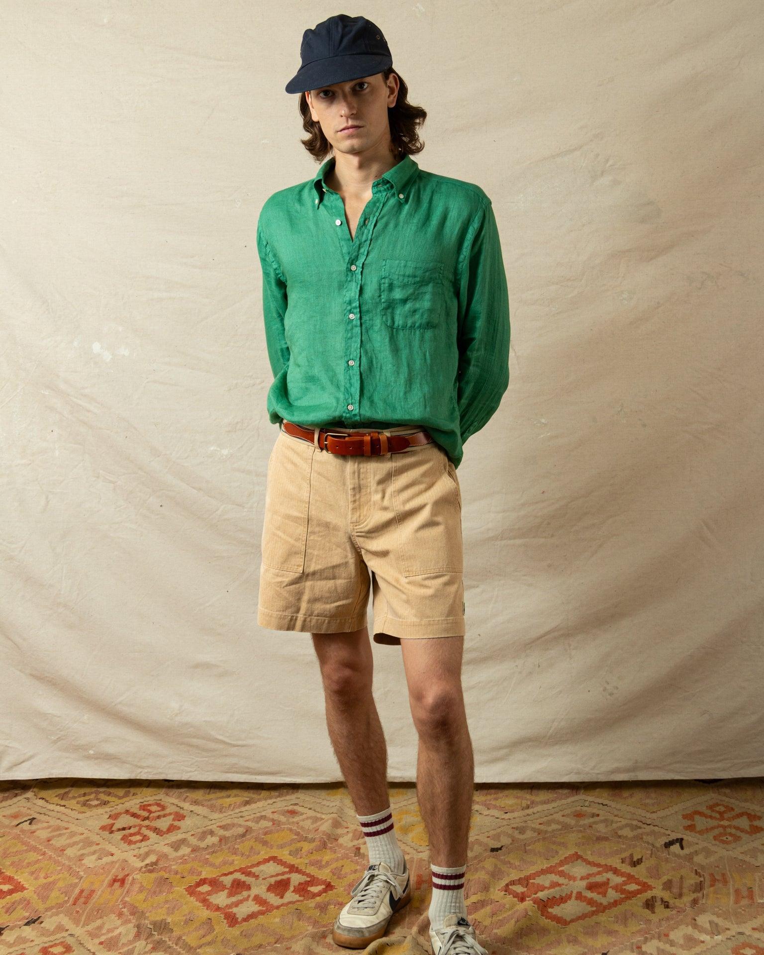 Garment Dyed Linen Shirt in Pine Product Image