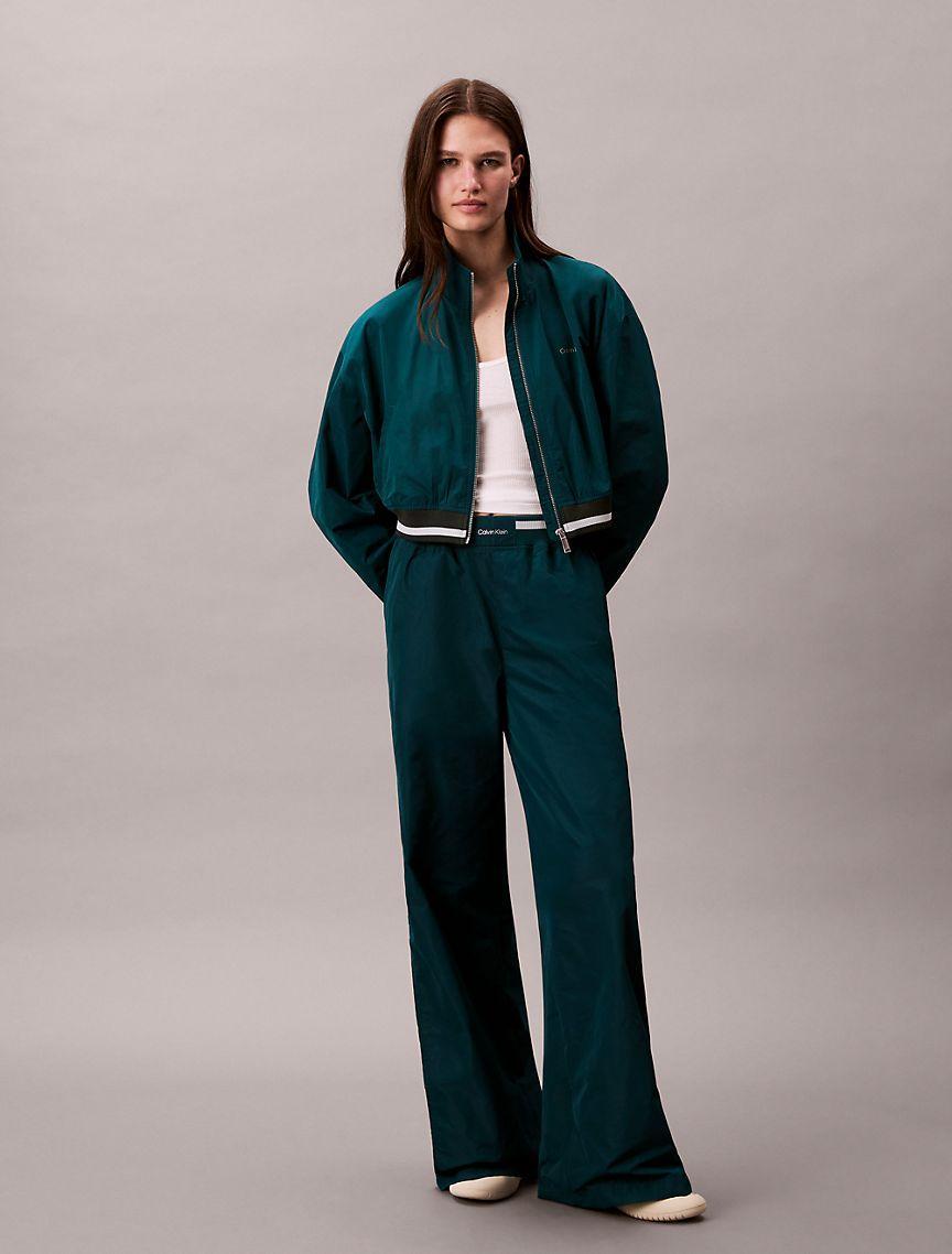 Woven Cropped Relaxed Track Jacket Product Image