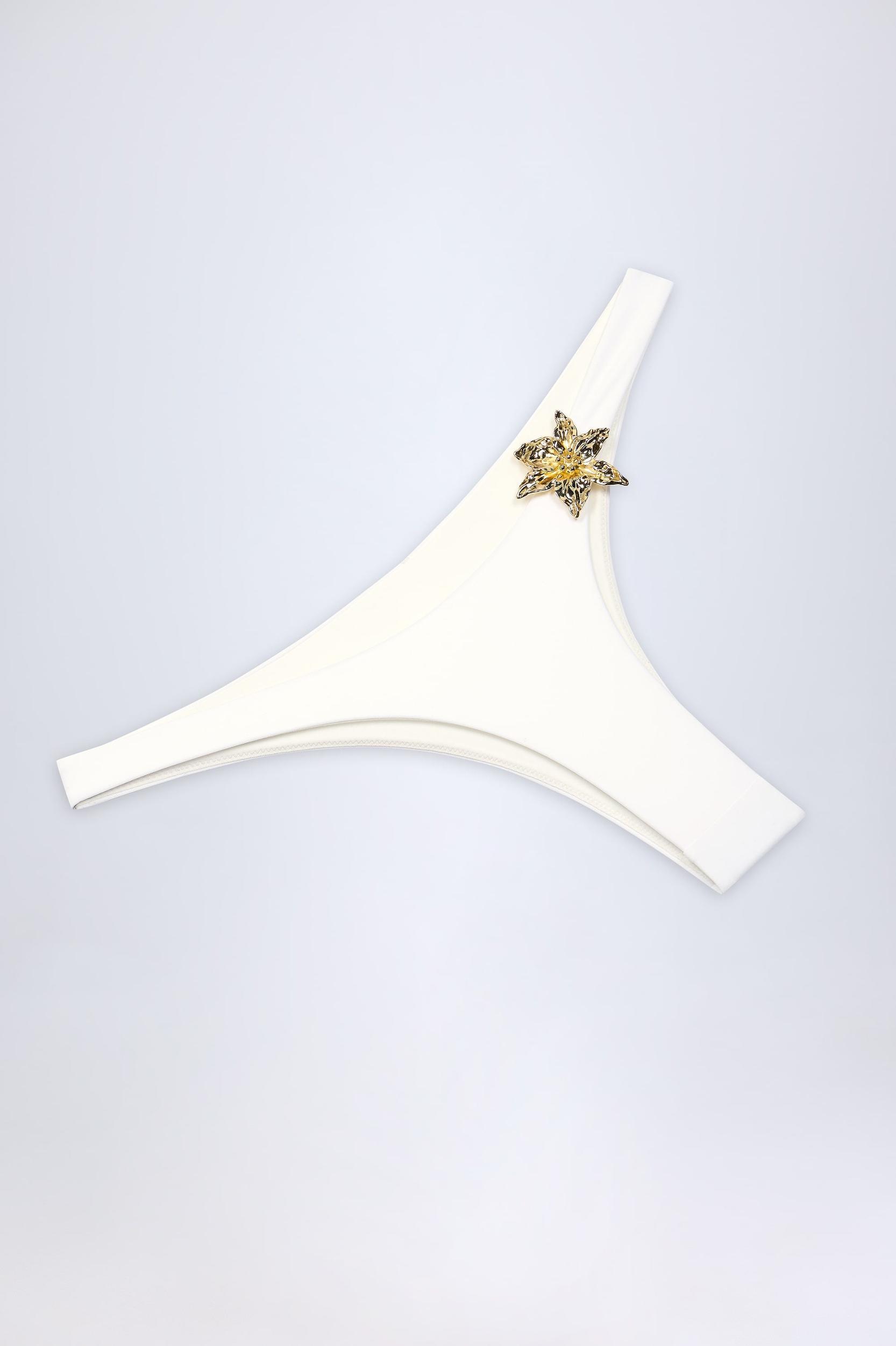 Hardware-Detail Cheeky Bikini Bottoms in White Product Image