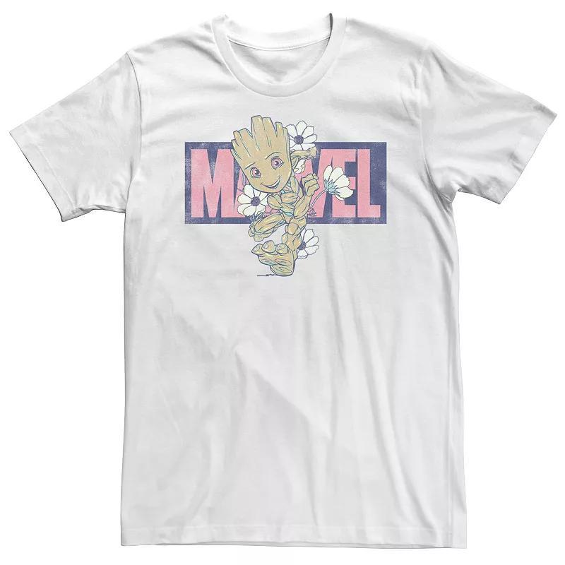 Big & Tall Marvel Groot Running Floral Tee, Men's, Size: Large Tall, White Product Image