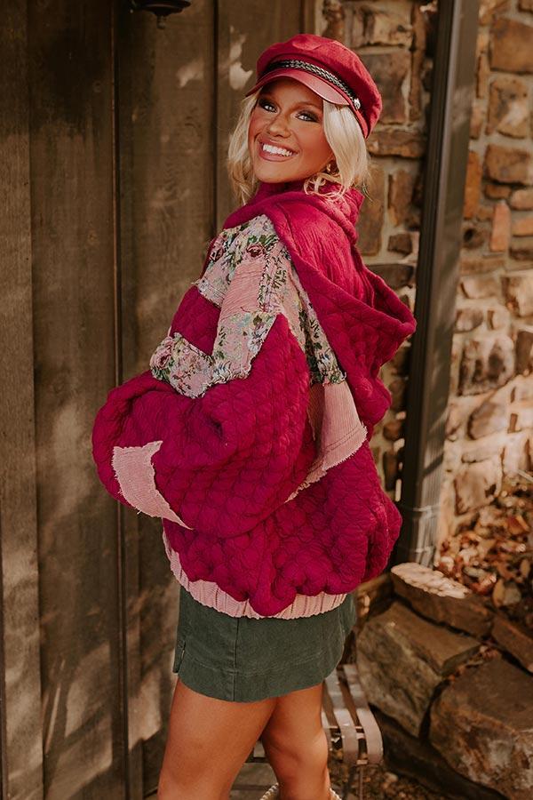 Cozy Couture Quilted Jacket in Sangria Product Image