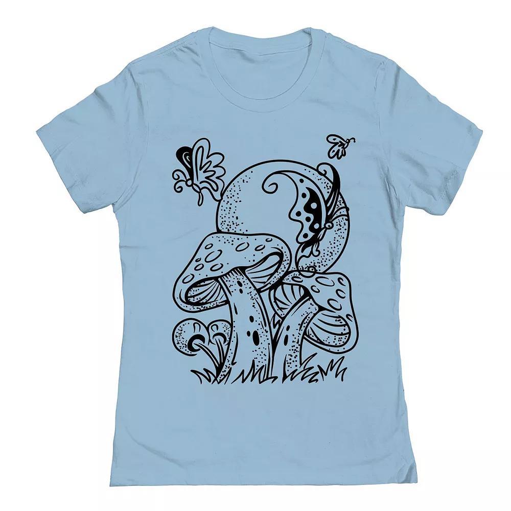 Junior's Butterfly Shrooms Womens Graphic Tee, Girl's, Size: Medium, Powder Blue Product Image