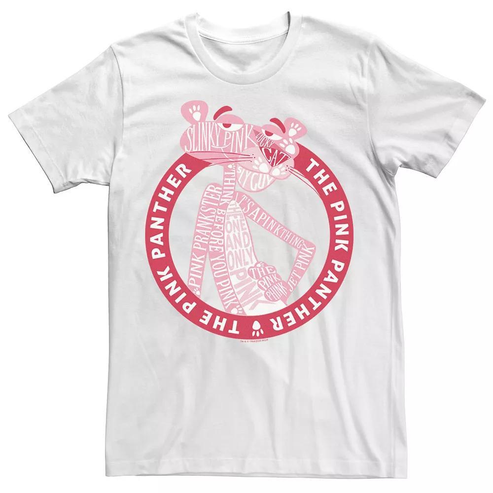 Men's The Pink Panther Text Fill Portrait Tee, Size: XXL, White Product Image