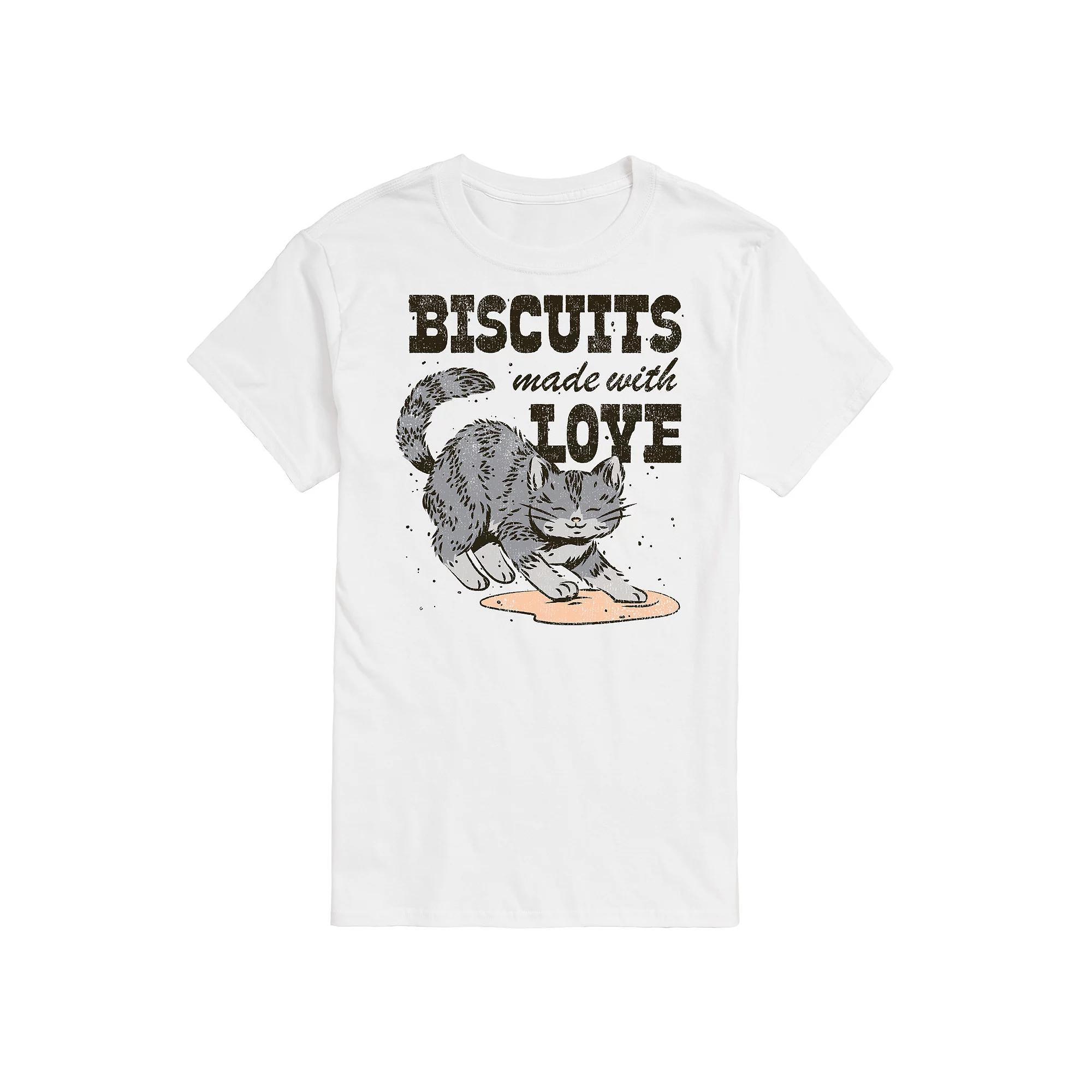 Big & Tall Cat Making Biscuits With Love Graphic Tee, Men's,  Product Image