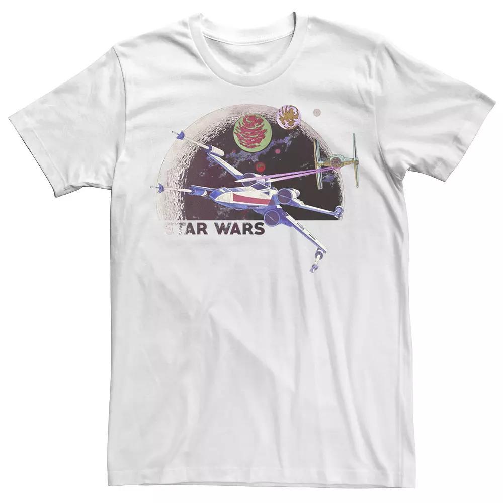 Men's Star Wars X-Wing Chased By Tie Fighter Retro Planet Tee,  Product Image