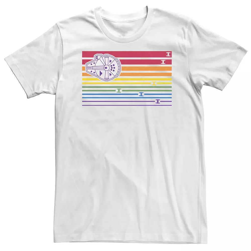 Men's Star Wars Ship Stripes Rainbow Tee, Size: 5XL, White Product Image