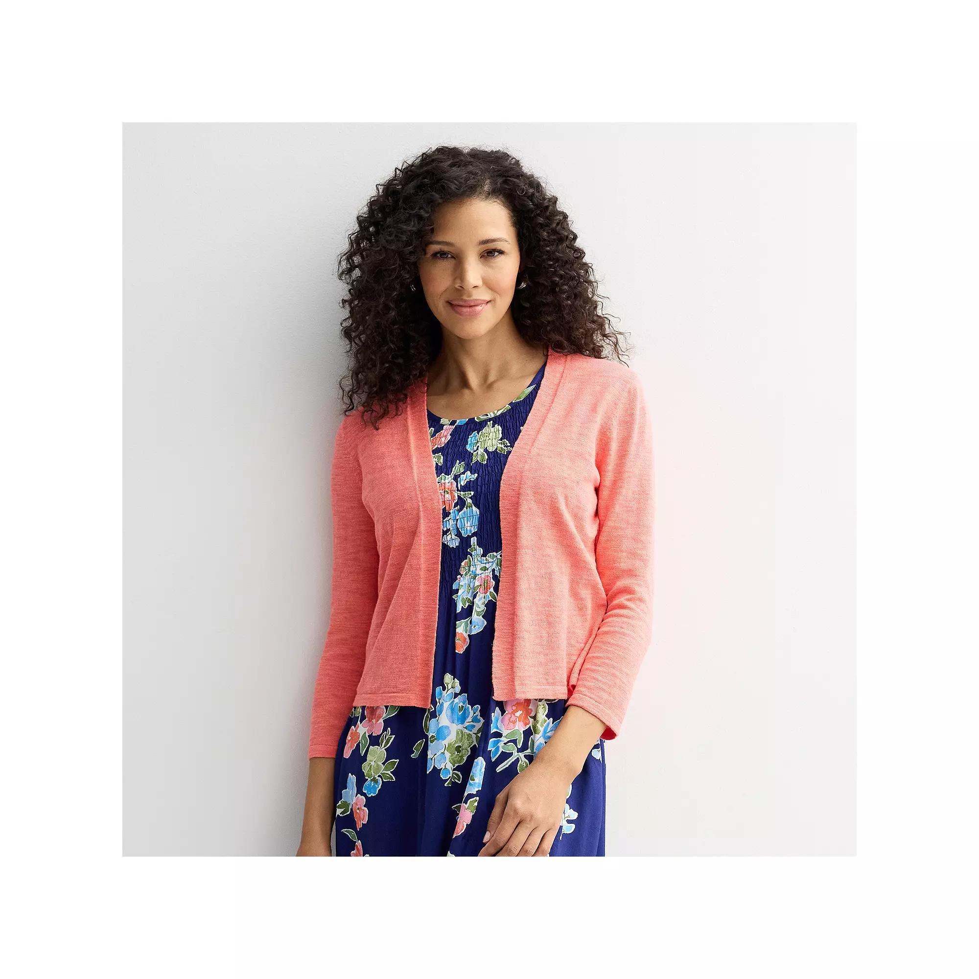 Women's Croft & Barrow® Open Front Cardigan, Size: Small, Simply Pink Product Image