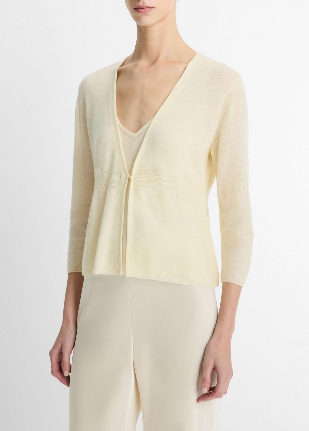 Wool & Cashmere-Blend Single-Button Cardigan Product Image