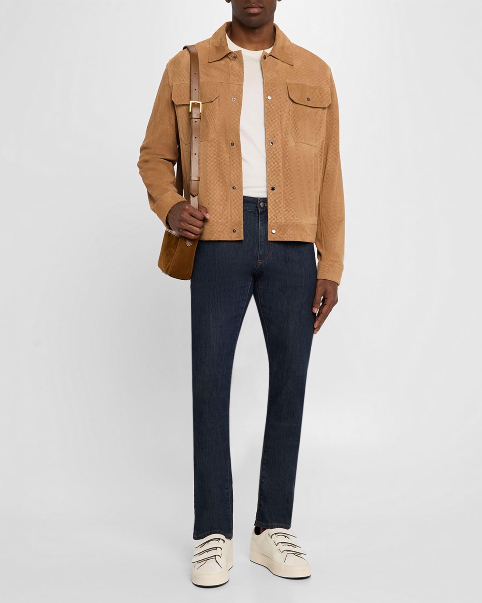 Men's Perforated Suede Trucker Jacket Product Image