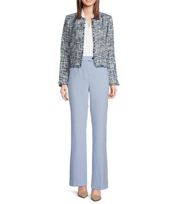 Calvin Klein Tweed Collarless Open-Front Cropped Jacket Product Image