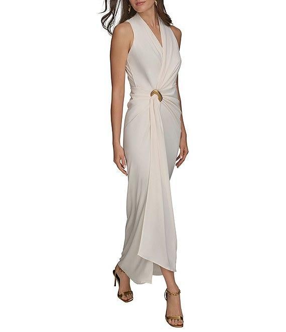 Donna Karan V-Neck Knot Front Sheath Dress Product Image