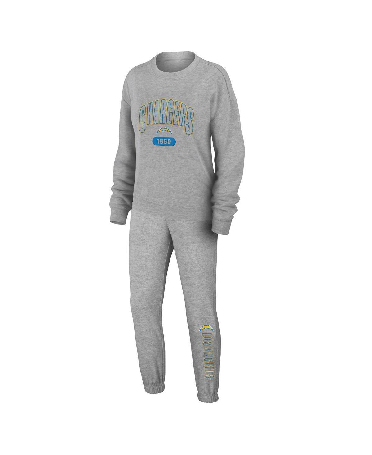 Womens WEAR by Erin Andrews Heather Gray Buffalo Bills Knit Long Sleeve Tri-Blend T-Shirt & Pants Sleep Set Product Image