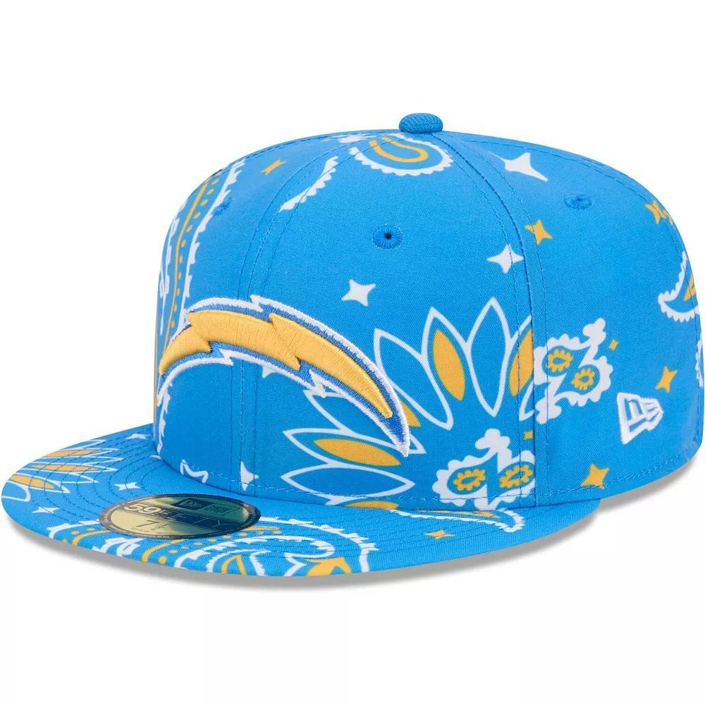Men's New Era Powder Blue Los Angeles Chargers Paisley 59FIFTY Fitted Hat, Size: 8, Light Product Image