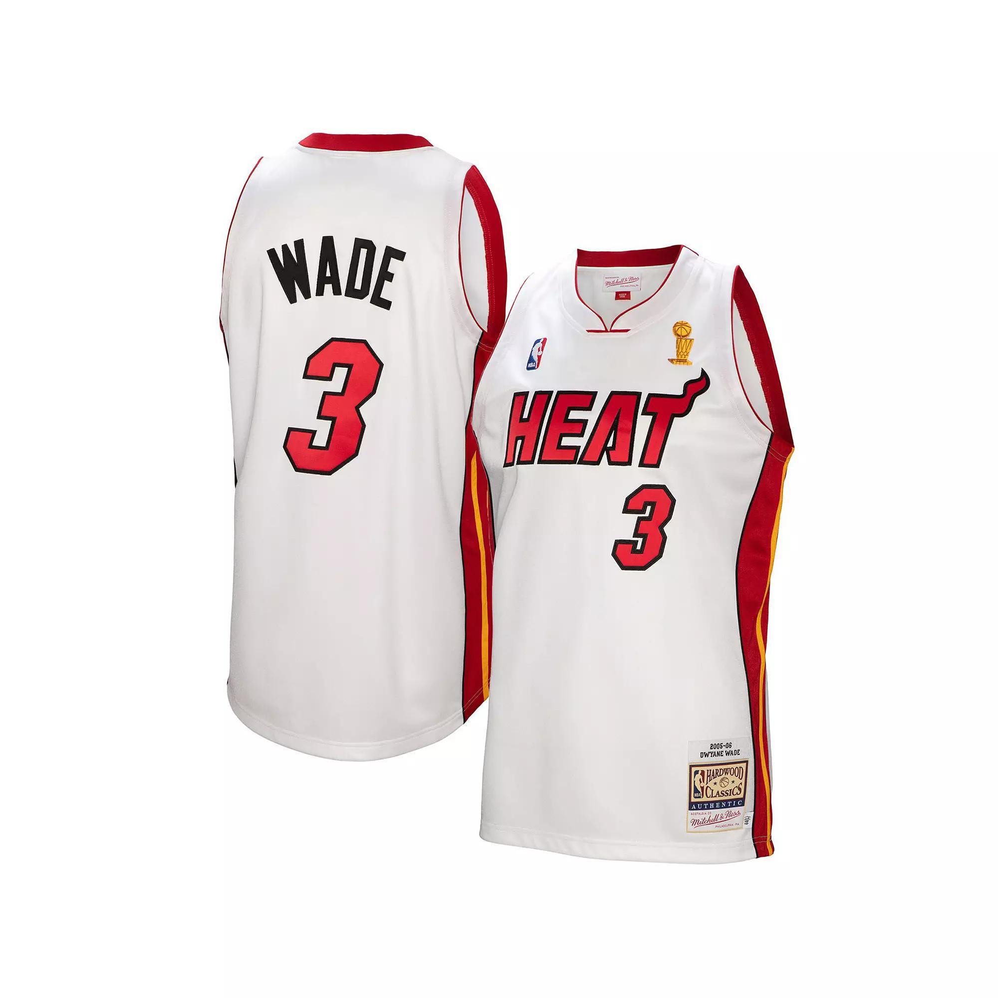 Men's Mitchell & Ness Dwyane Wade White Miami Heat 2005-06 Authentic Player Jersey, Size: Small Product Image