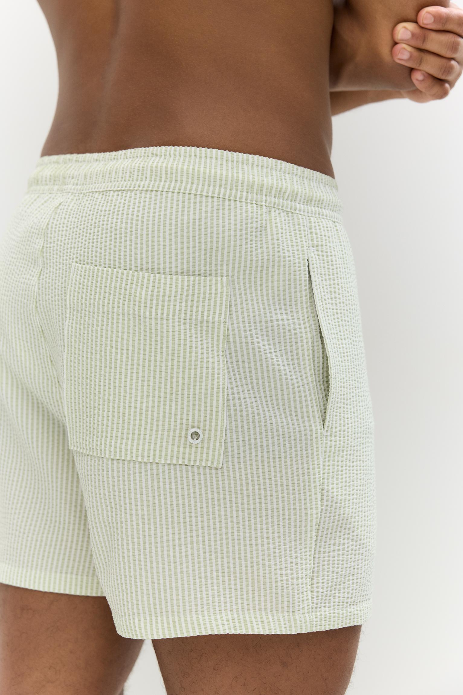 Striped seersucker swimming trunks Product Image