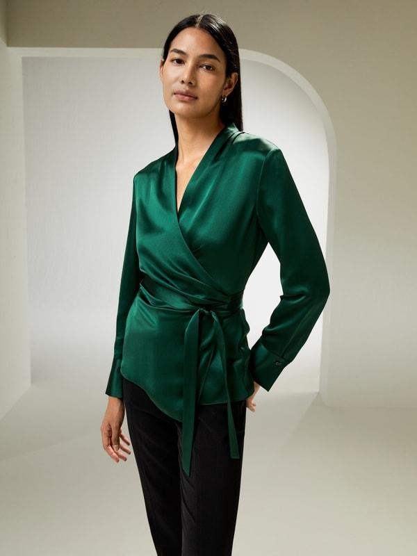 Silk Wrap Blouse Product Image