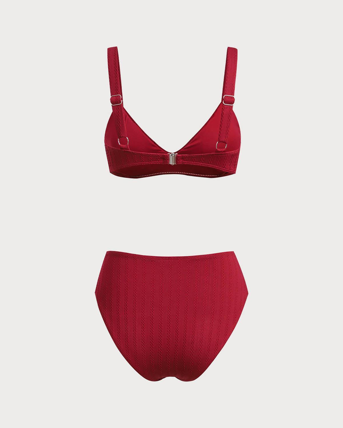 Red Square Neck O-Ring Bikini Set Product Image
