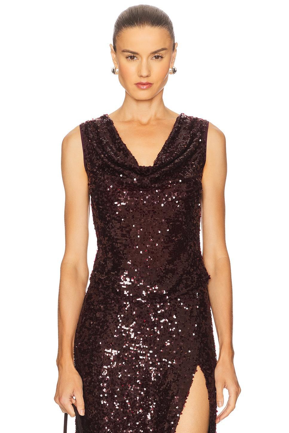 Sequin Cowl Neck Top Lapointe Product Image