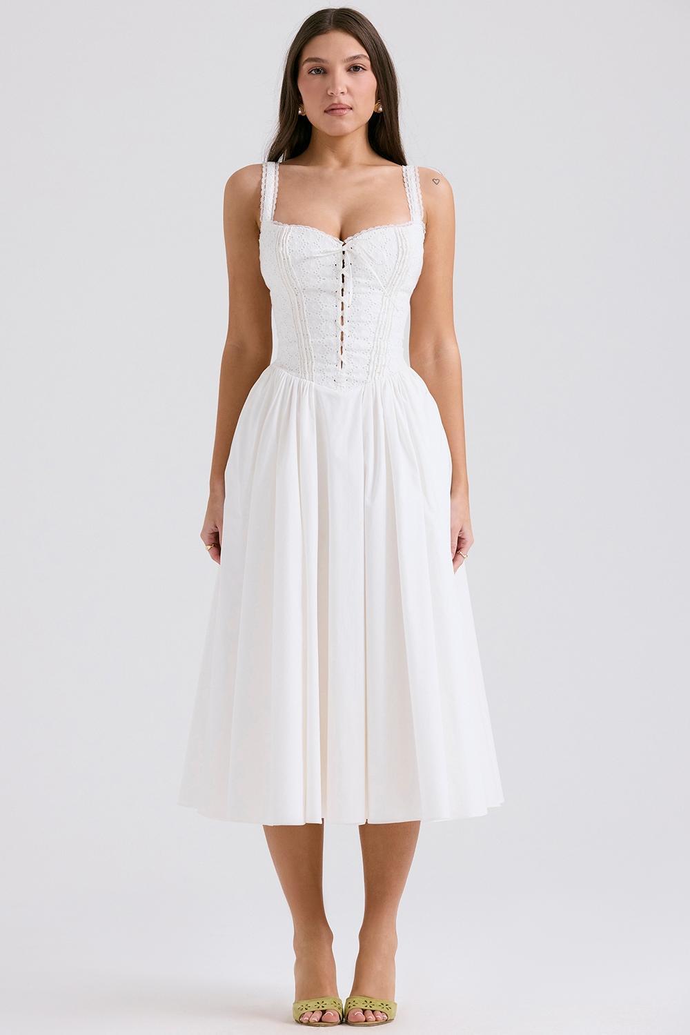 Milia  white broderie anglais & cotton midi dress Product Image