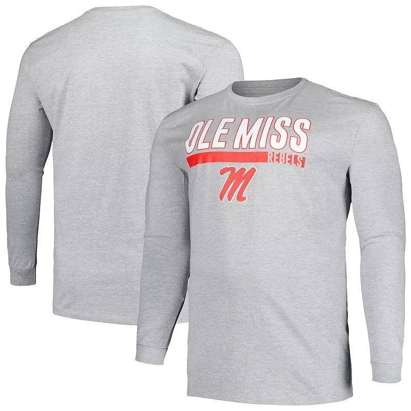 Men's Profile Gray Ole Miss Rebels Big & Tall Two-Hit Long Sleeve T-Shirt, Size: 3XLT, Grey Product Image