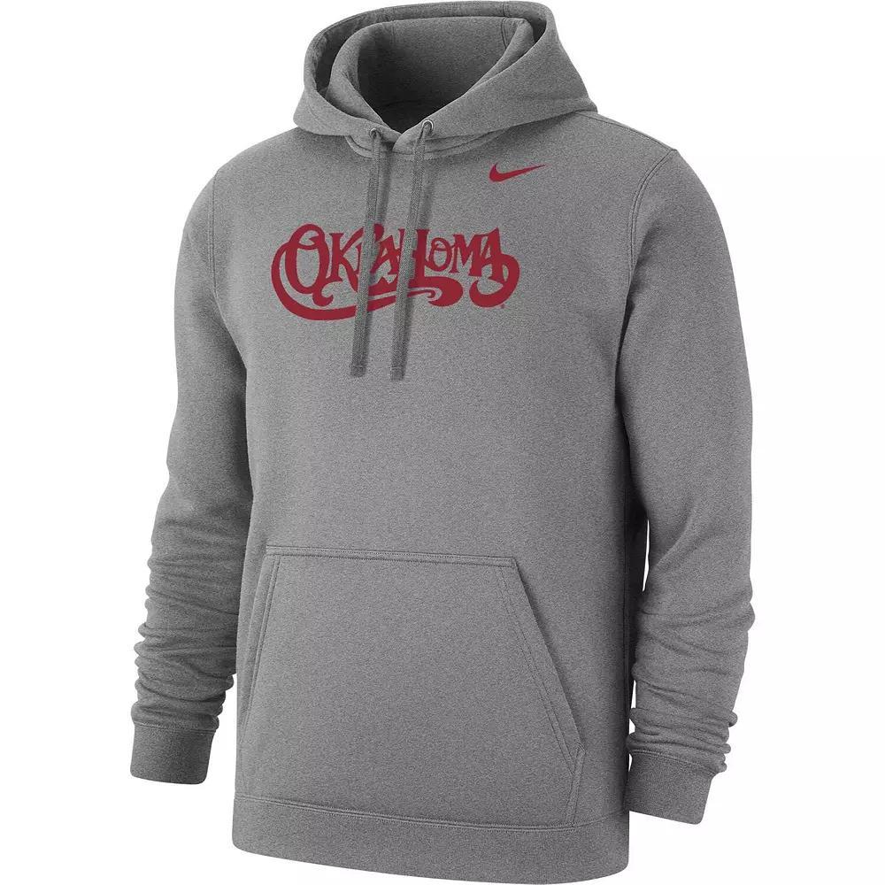 Men's Nike Heather Gray Oklahoma Sooners Vintage Script Club Fleece Pullover Hoodie,  Product Image