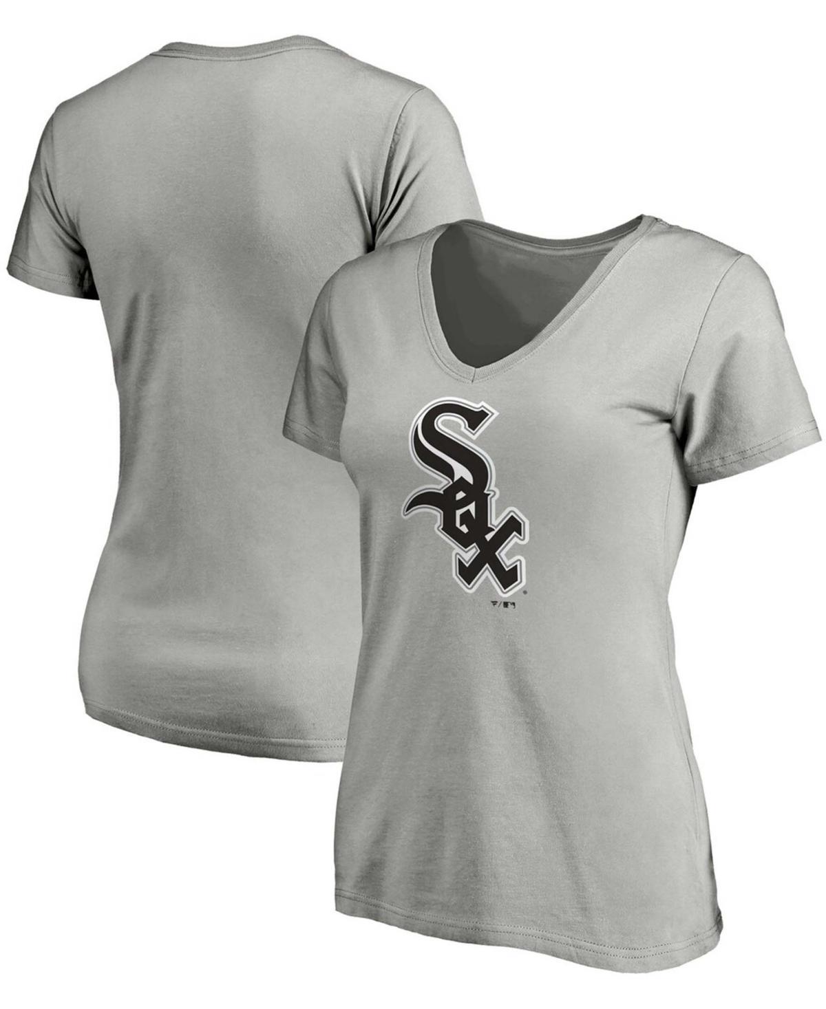 Womens Fanatics Branded Heathered Gray Chicago White Sox Core Official Logo V-Neck T-Shirt Product Image