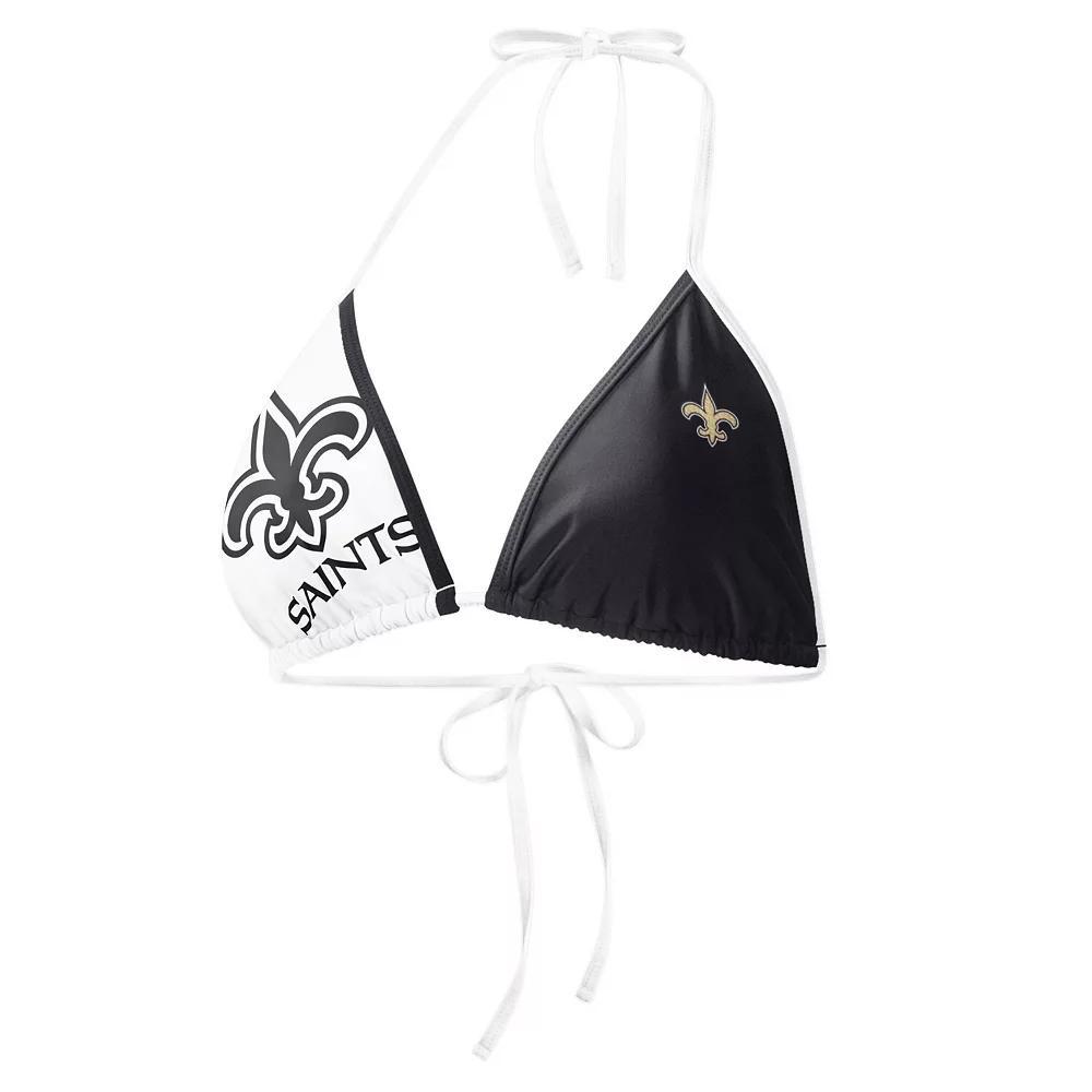 Women's G-III 4Her by Carl Banks Black/White New Orleans Saints Play Action Bikini Top, Size: XS Product Image