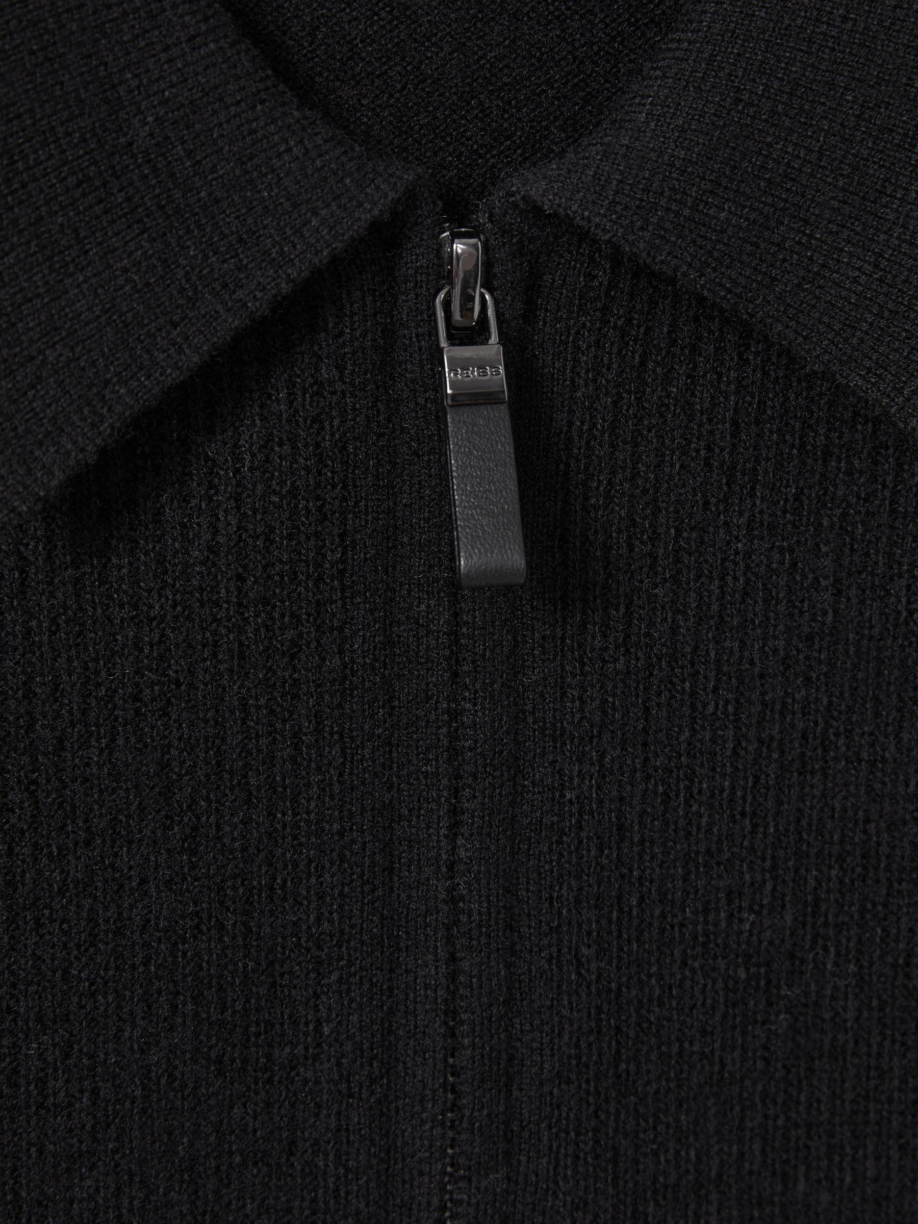 Wool Half-Zip Polo Shirt in Black Product Image