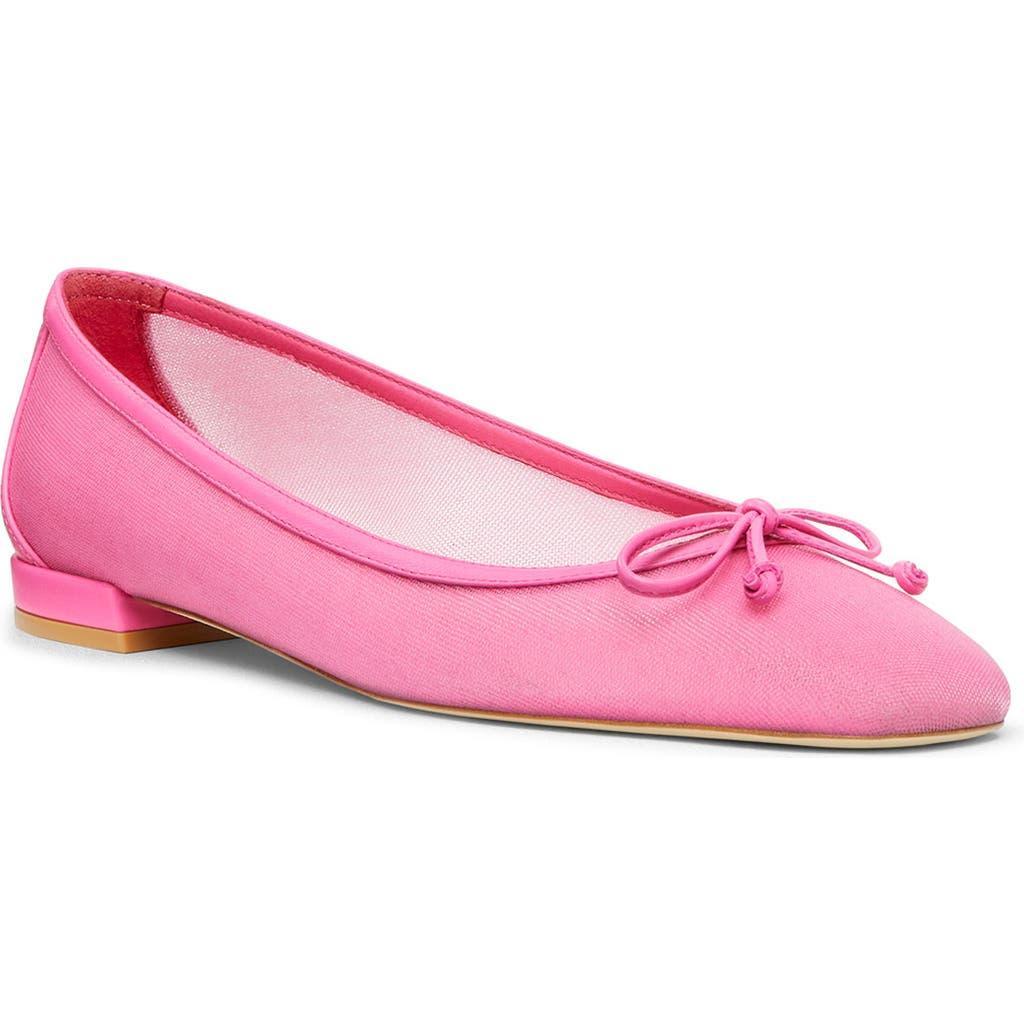 STUART WEITZMAN Women's Arabella Leather-trimmed Mesh Ballet Flats In Dahlia Product Image