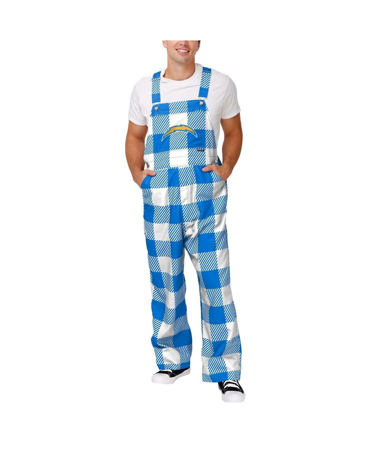 Mens FOCO Powder Blue Los Angeles Chargers Big Logo Plaid Overalls Product Image