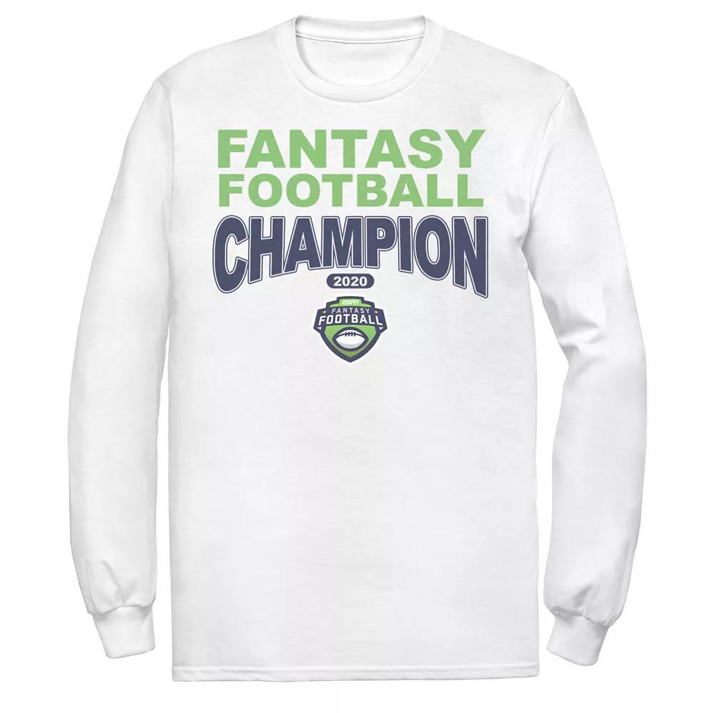 Men's ESPN Fantasy Football Champion Logo Long Sleeve Tee, Size: Large, White Product Image