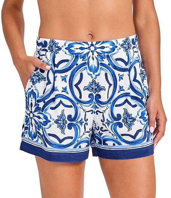 Tommy Bahama Terrazzo Tile Drawstring Tie Waist Pull-On Short Swim Cover-Up Product Image