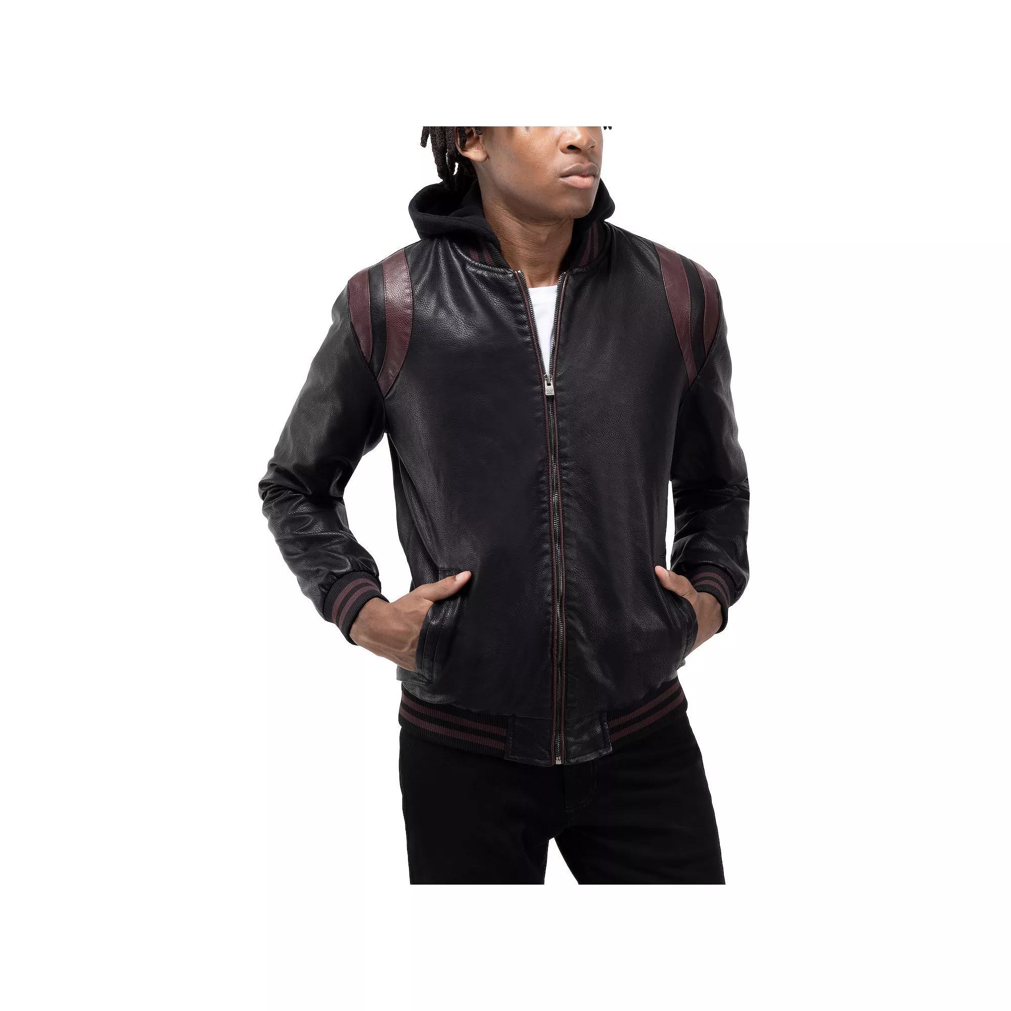 Men's Xray Grainy Faux Leather Hooded Jacket,  Product Image