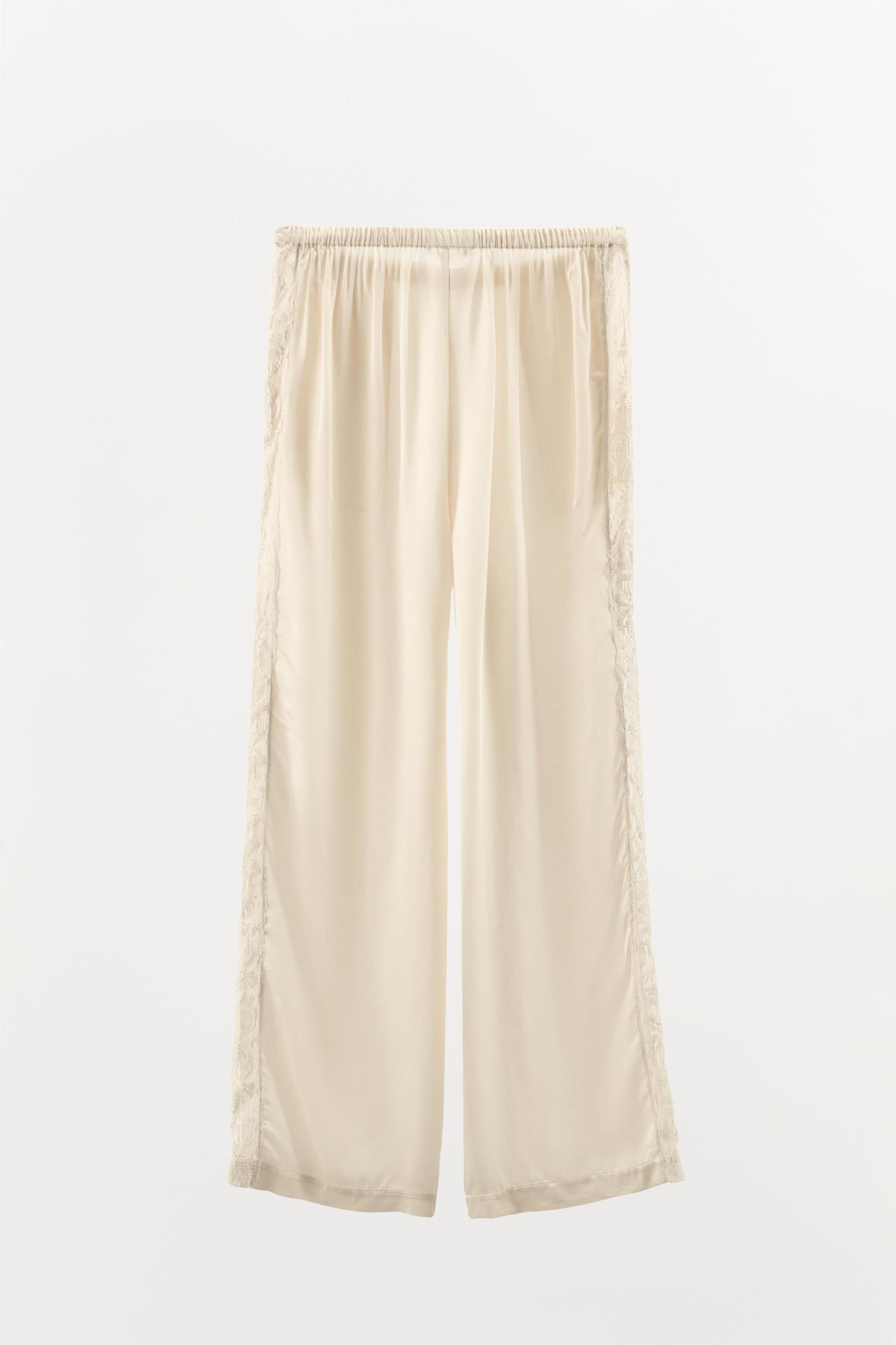 SATIN EFFECT LACE PANTS Product Image