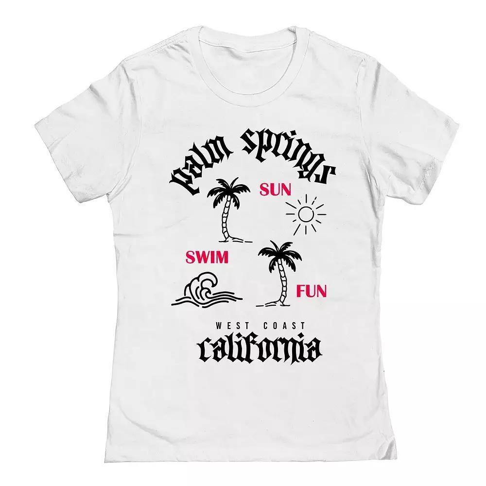 Junior's Palm Springs Womens Graphic Tee, Girl's, Size: Large, White Product Image