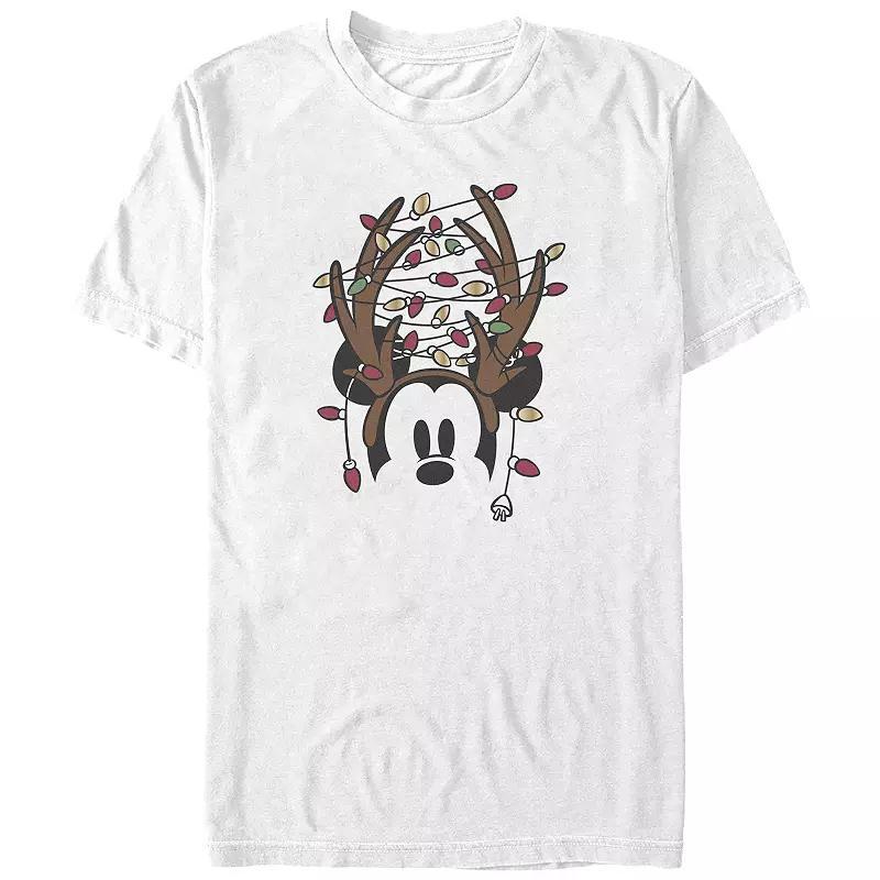 Disney's Mickey Mouse Antlers With Christmas Lights Big & Tall Graphic Tee, Men's, Size: 4XL, White Product Image