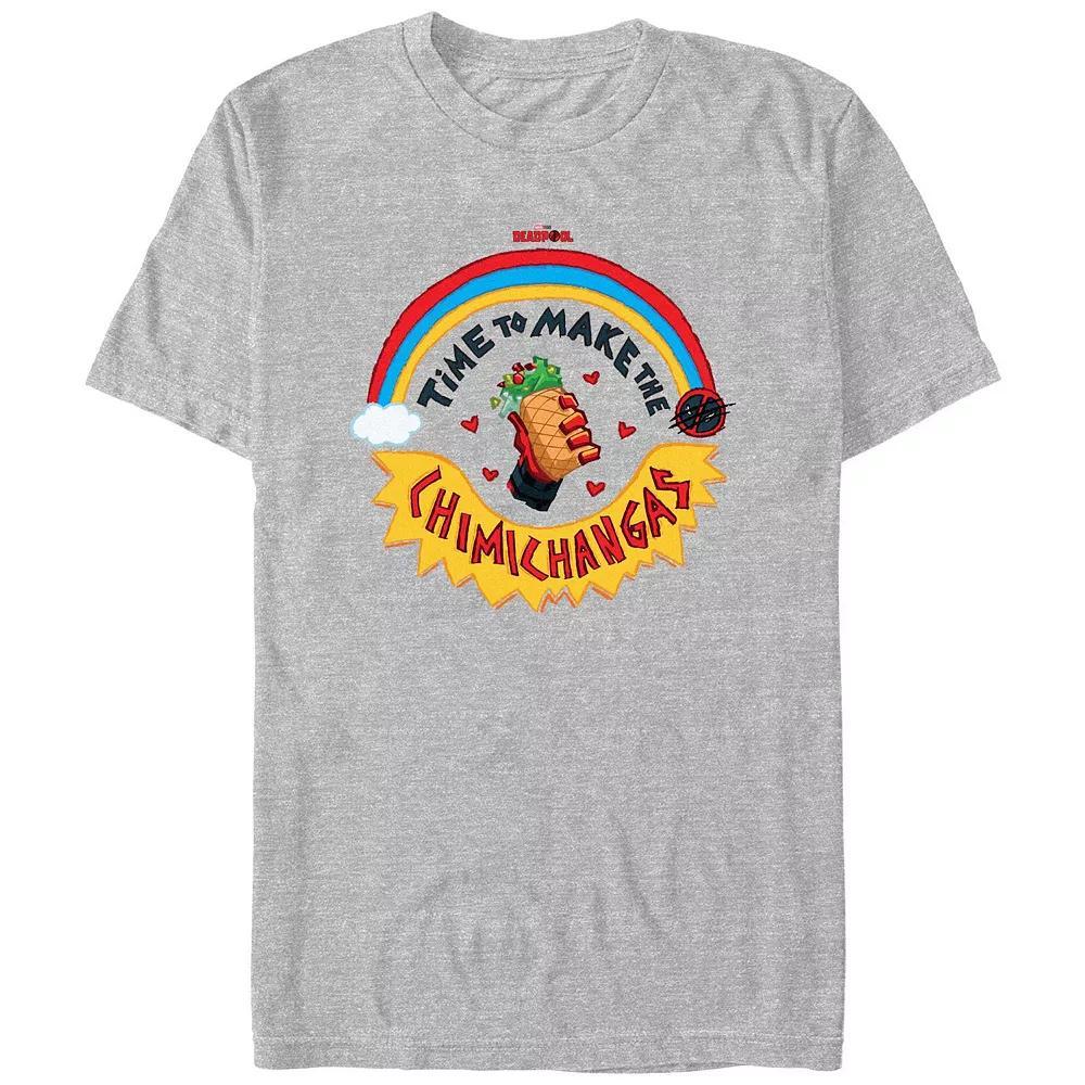 Men's Deadpool And Wolverine Chimichangas Rainbow Graphic Tee, Size: XXL, Athletic Grey Product Image
