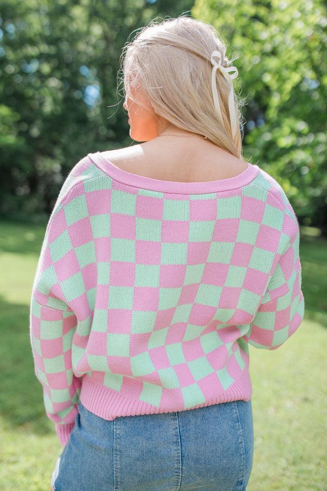 Making Memories In Watermelon Crawl Cropped Checkered Cardigan FINAL SALE Product Image