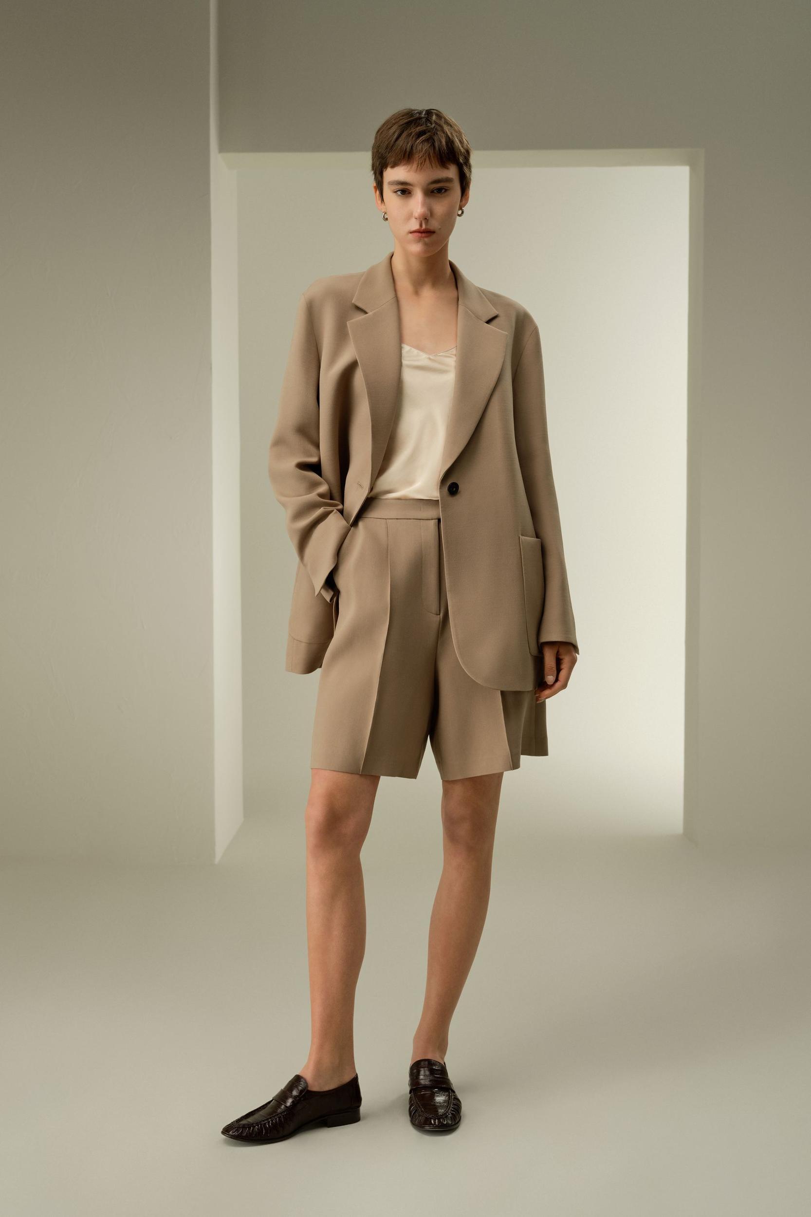 LILYSILK Wool Jacket - Female - Black Wool & Silk - Graceful Single Button Design Overcoat XS Product Image