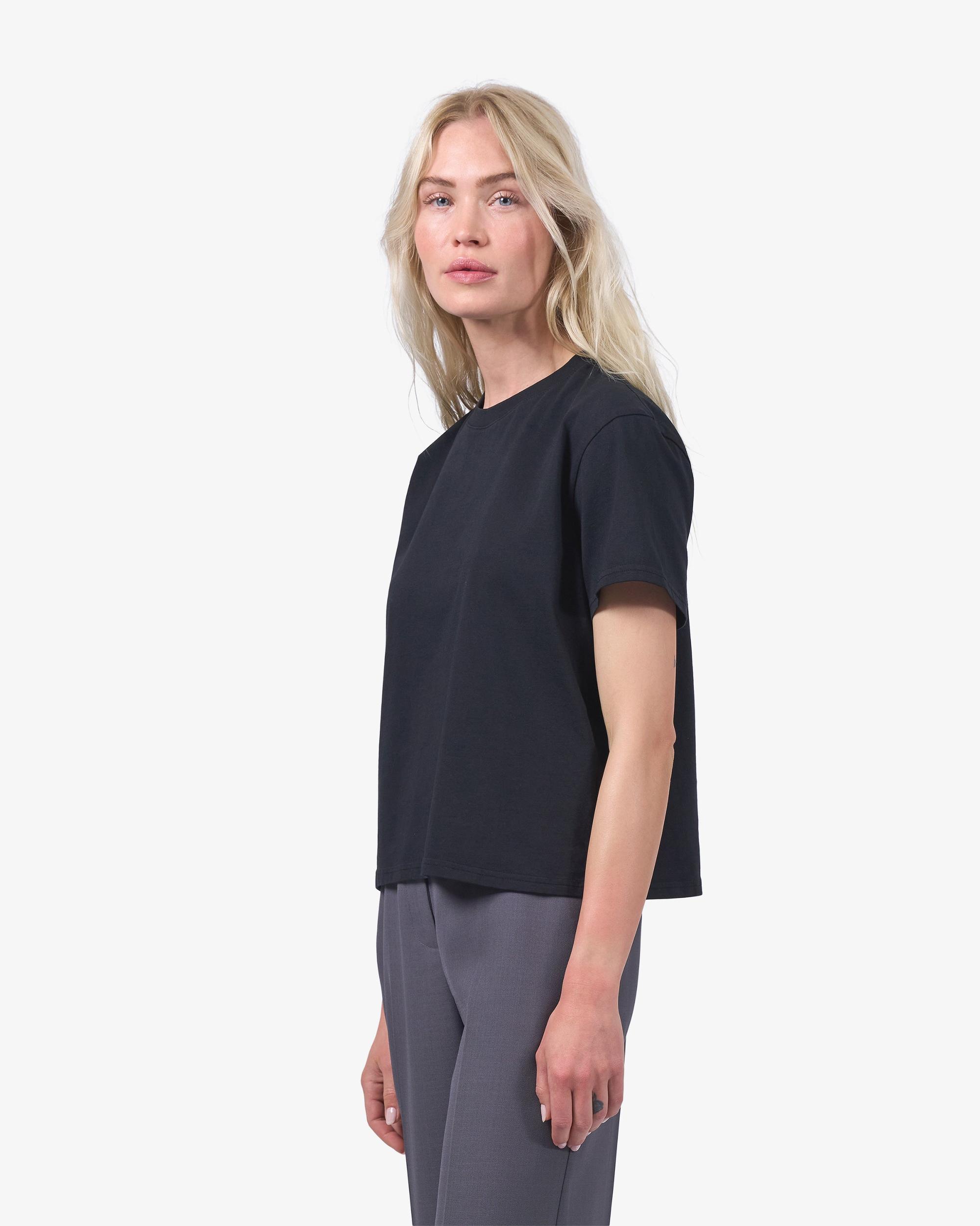 Organic Boxy Crop Tee - Petrol Blue Product Image