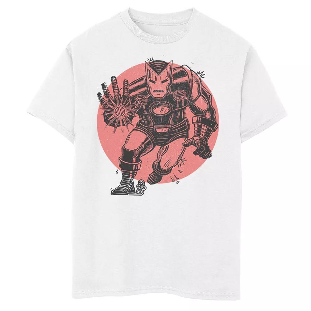 Boys 8-20 Marvel Iron Man Woodcut Blast Portrait Graphic Tee, Boy's, Size: Medium, White Product Image