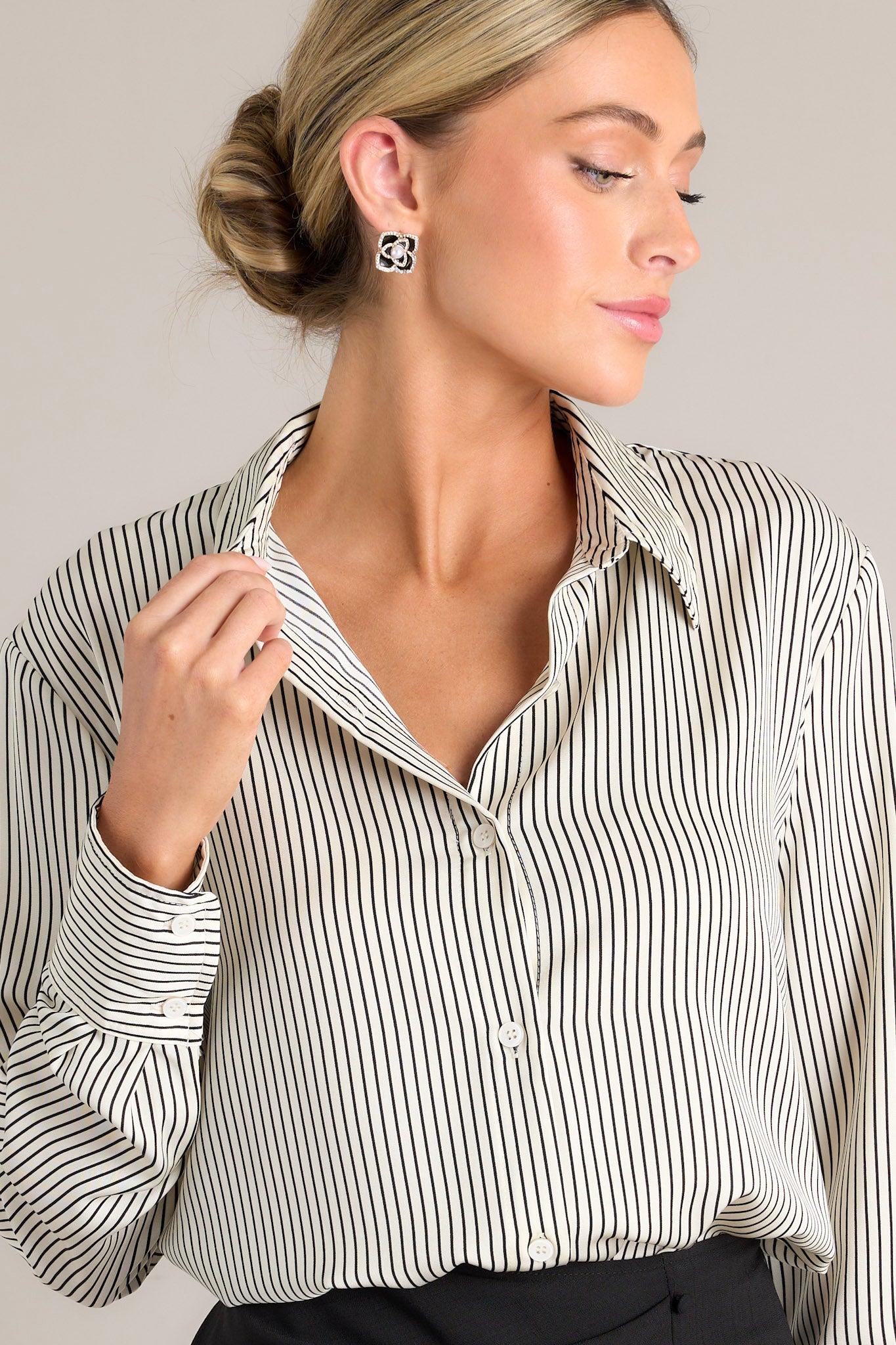 Coming To My Senses White & Black Stripe Top Product Image