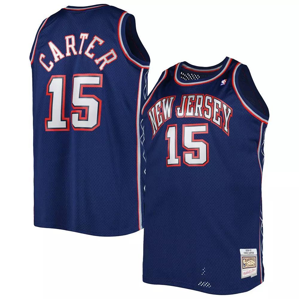 Men's Mitchell & Ness Vince Carter Navy New Jersey Nets Big & Tall Hardwood Classics 2006-07 Swingman Jersey,  Product Image